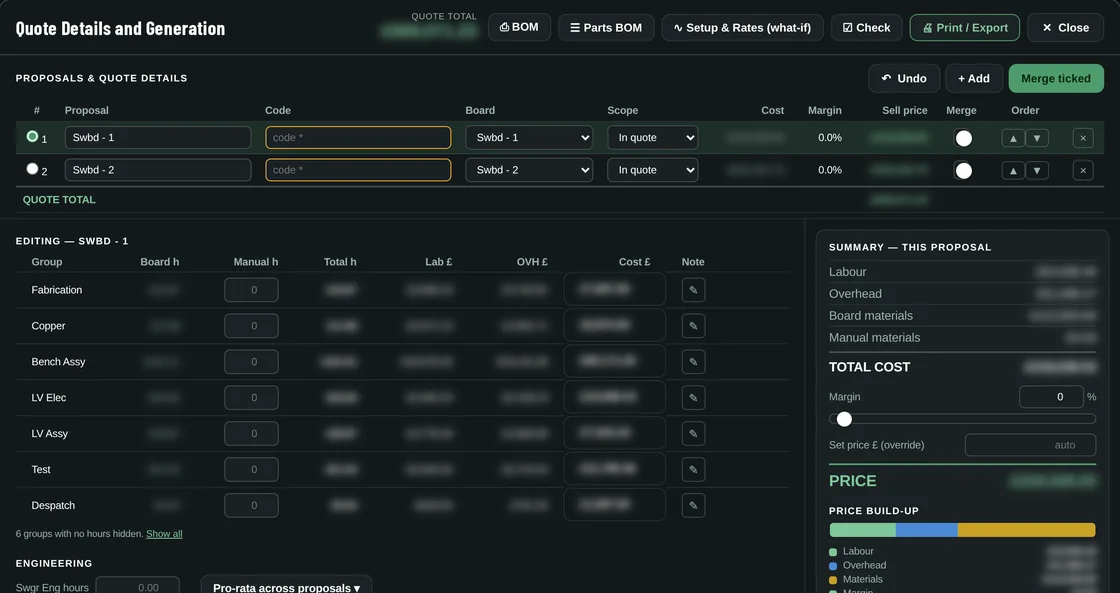 Estimating and bill of materials automation for made-to-order manufacturing